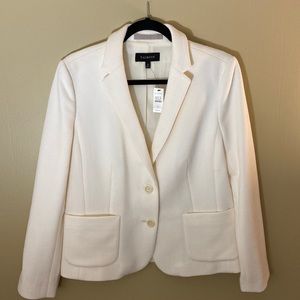 Talbots White Single Breasted Blazer, Waffle/Quilted Print. Size 10.